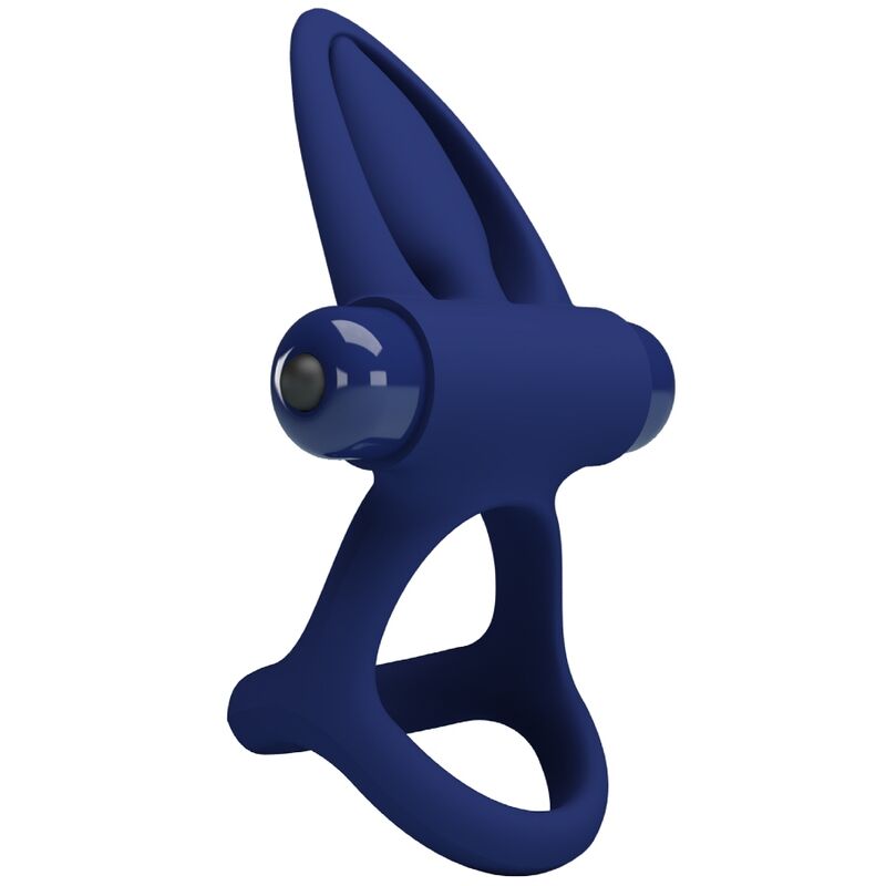 PRETTY LOVE - Mat, dobbelt ring med vibrator og stimulator blå