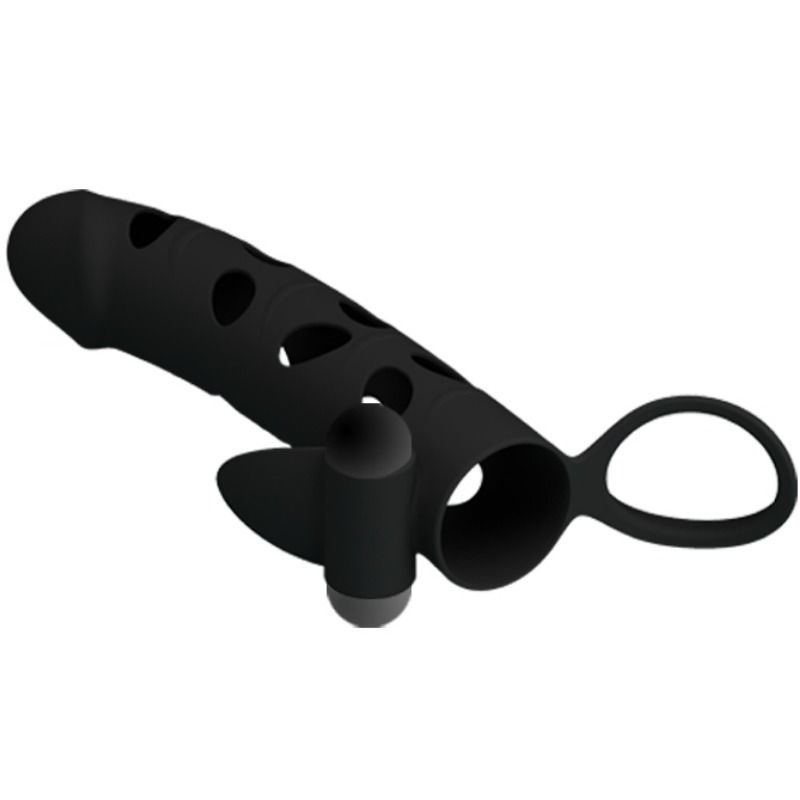 PRETTY LOVE - Silikone, Penis Sleeve med Vibrator. 15,2cm