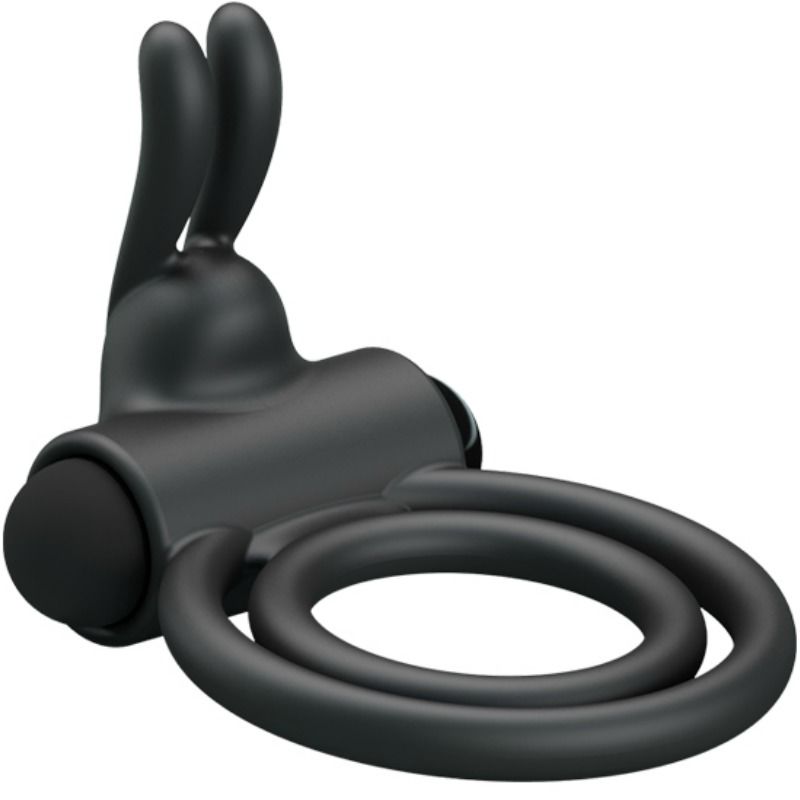 PRETTY LOVE - Osmond, Silikone Dobbelt Penisring med Rabbit Vibrator
