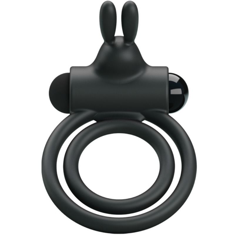 PRETTY LOVE - Osmond, Silikone Dobbelt Penisring med Rabbit Vibrator
