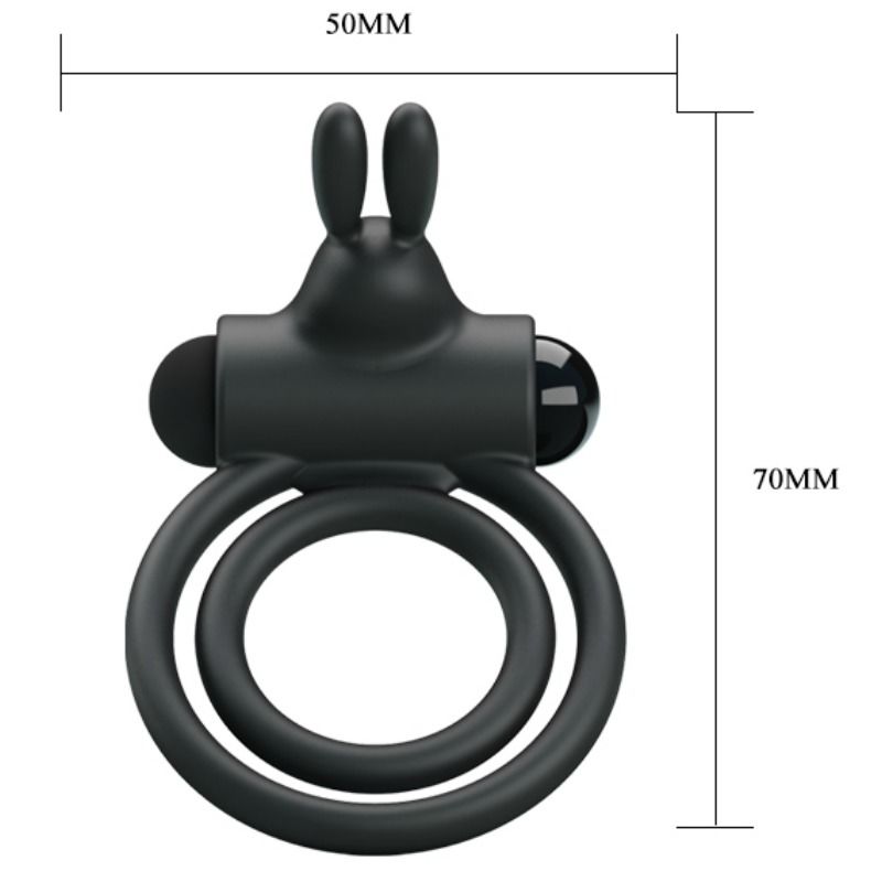 PRETTY LOVE - Osmond, Silikone Dobbelt Penisring med Rabbit Vibrator