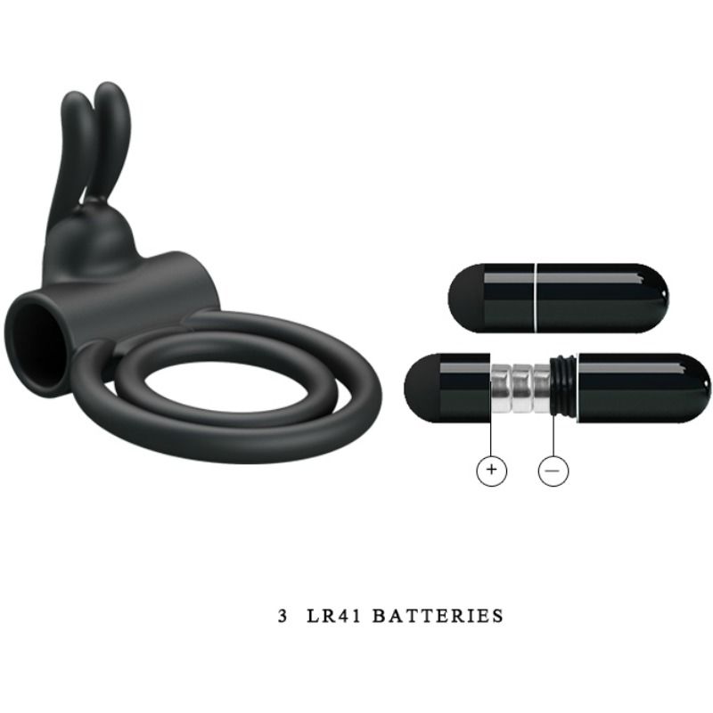 PRETTY LOVE - Osmond, Silikone Dobbelt Penisring med Rabbit Vibrator