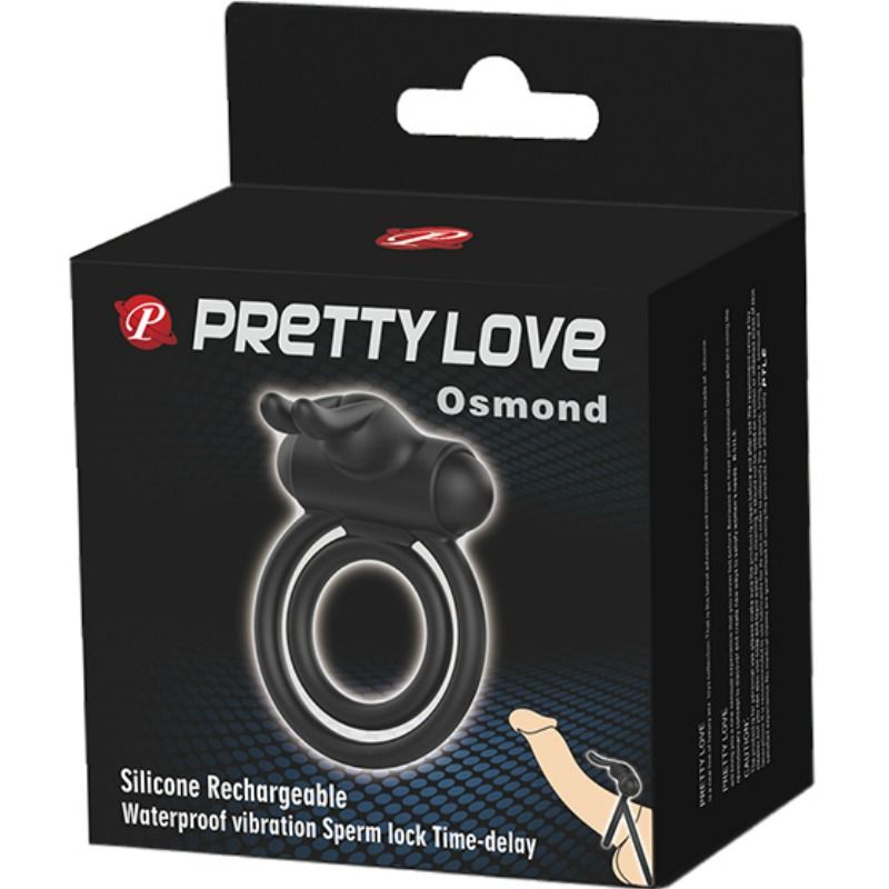 PRETTY LOVE - Osmond, Silikone Dobbelt Penisring med Rabbit Vibrator