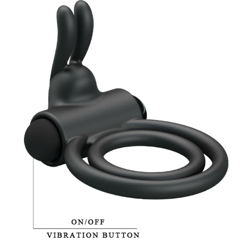PRETTY LOVE - Osmond, Silikone Dobbelt Penisring med Rabbit Vibrator
