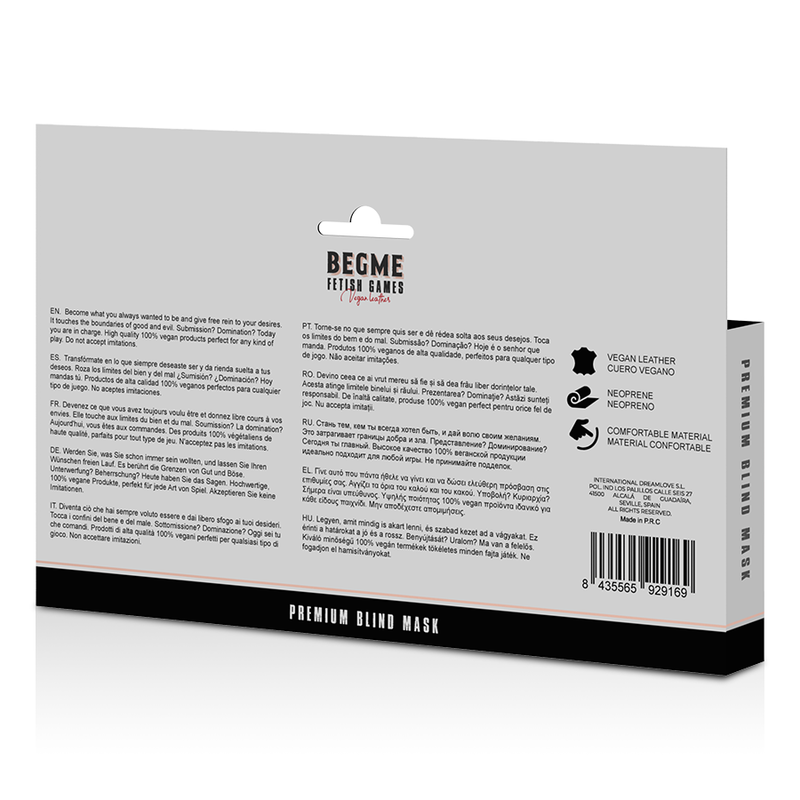 BEGME - Red Edition Premium, Vegansk Læder maske med neopren polstring.
