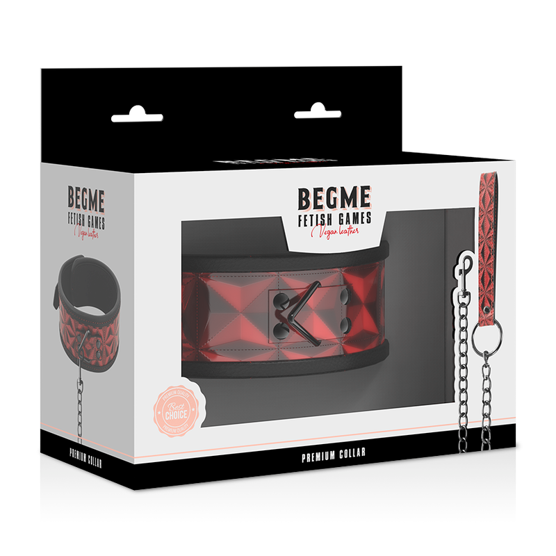 BEGME - Red Edition, Vegansk Læder Halsbånd med neopren polstring