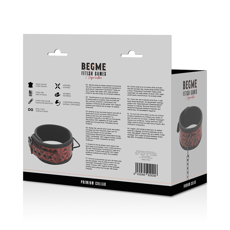 BEGME - Red Edition, Vegansk Læder Halsbånd med neopren polstring