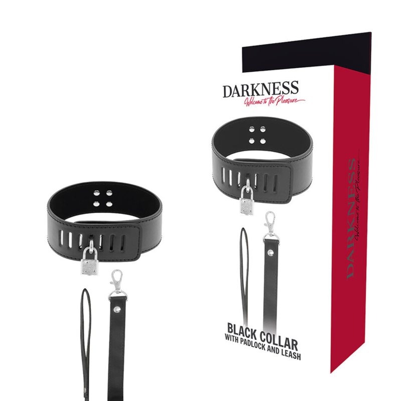 DARKNESS - BDSM halsbånd med sele og hængelås