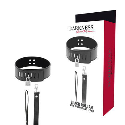 DARKNESS - BDSM halsbånd med sele og hængelås