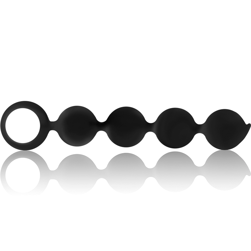 BLACK&SILVER - Lennon, Anal kæde. 4 Silikone perler, 15cm