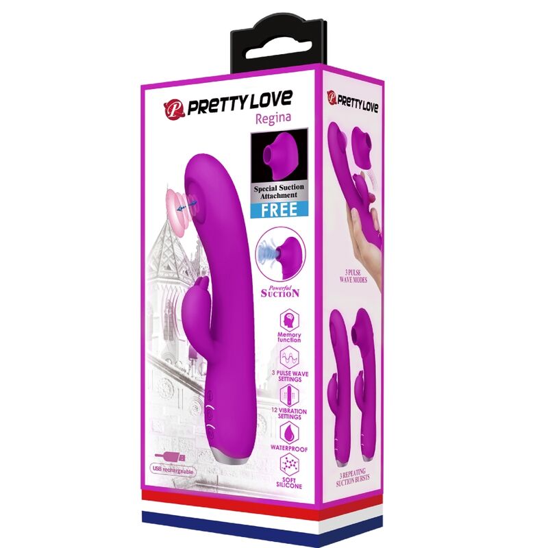 PRETTY LOVE - regina genopladelig vibrator-sucker lilla