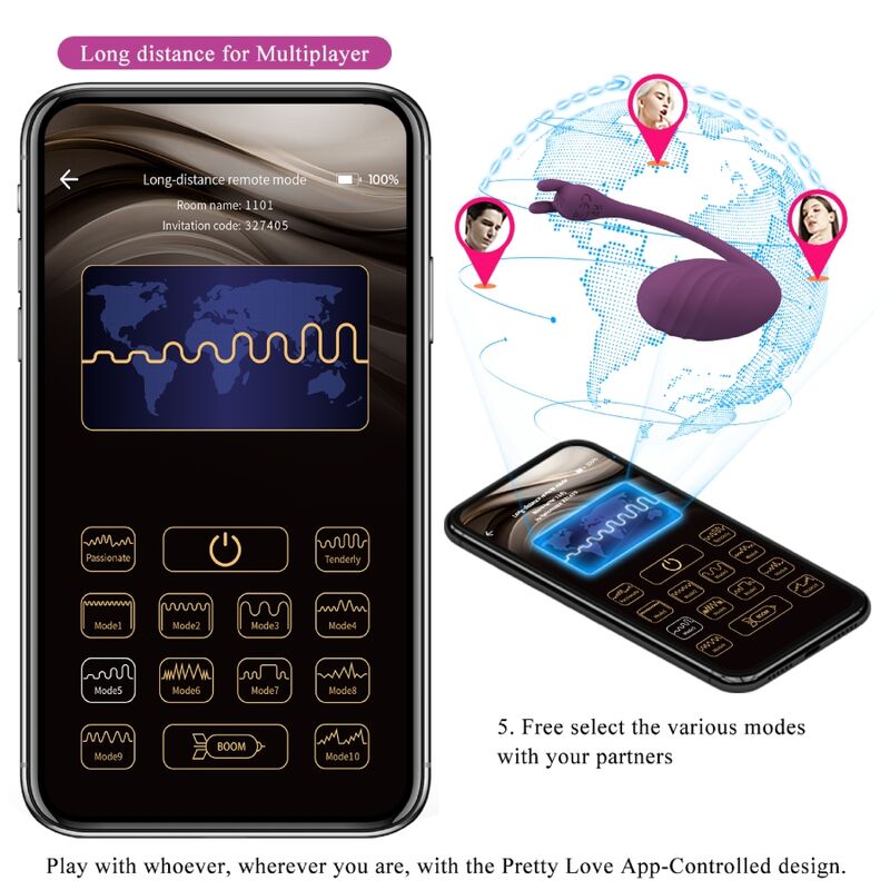 PRETTY LOVE - catalina vibrator app fjernbetjening lilla