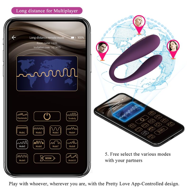 PRETTY LOVE - august remote global double pleasure vibrator