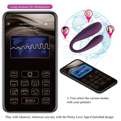 PRETTY LOVE - august remote global double pleasure vibrator