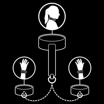 FETISH SUBMISSIVE - Veganske læder Hals- og Håndledsmanchetter, med neopren polstring