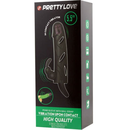 PRETTY LOVE - Silikone Penissleev med Vibrator, 14cm