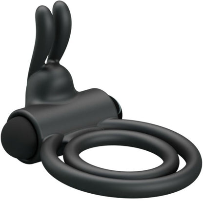 PRETTY LOVE - Osmond, Silikone Dobbelt Penisring med Rabbit Vibrator
