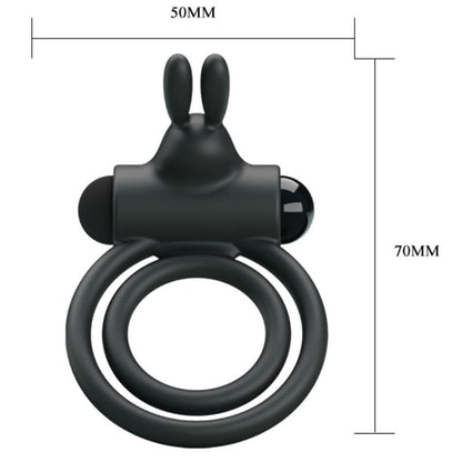PRETTY LOVE - Osmond, Silikone Dobbelt Penisring med Rabbit Vibrator