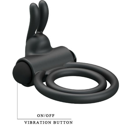PRETTY LOVE - Osmond, Silikone Dobbelt Penisring med Rabbit Vibrator