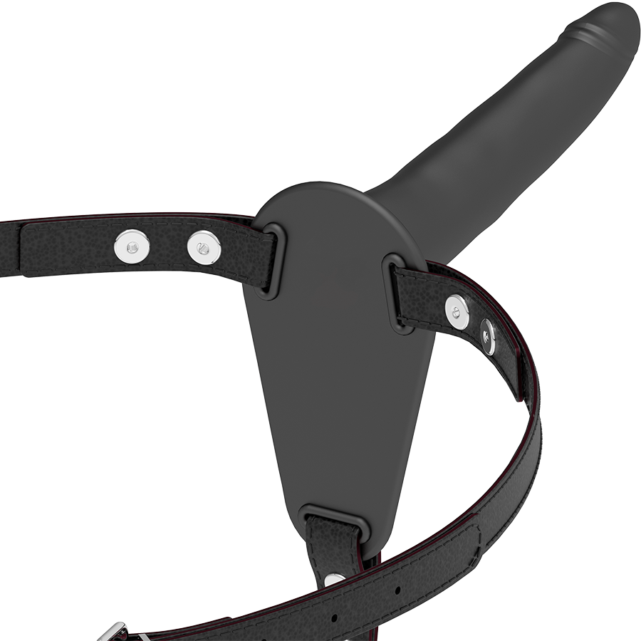 FETISH SUBMISSIVE HARNESS - Sort silikone Strap-on, 15cm