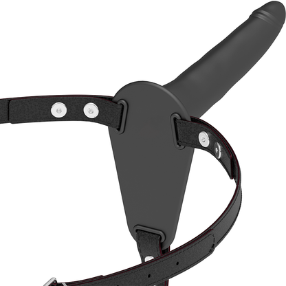 FETISH SUBMISSIVE HARNESS - Sort silikone Strap-on, 15cm