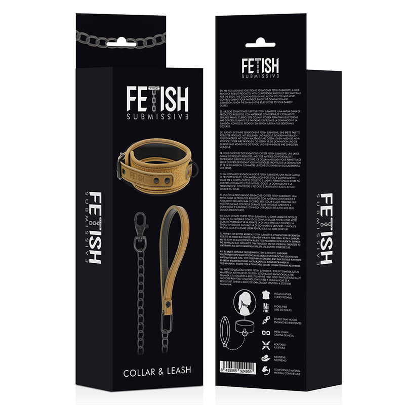 FETISH SUBMISSIVE ORIGEN - Vegansk Læderhalsbånd med neopren polstring